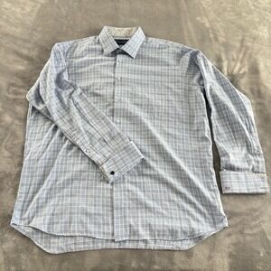 Executive Collection Tom James‎ Plaid Men's Long Sleeve French Cuff Shirt XL